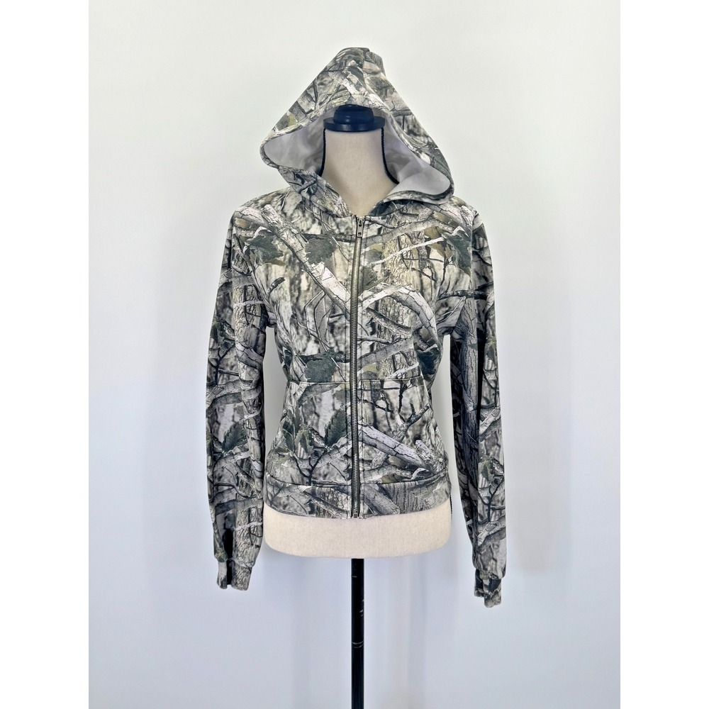 Edikted Taylor Camo Full Zip Hoodie Medium Outdoors Grunge Slim Fit Retro 90s